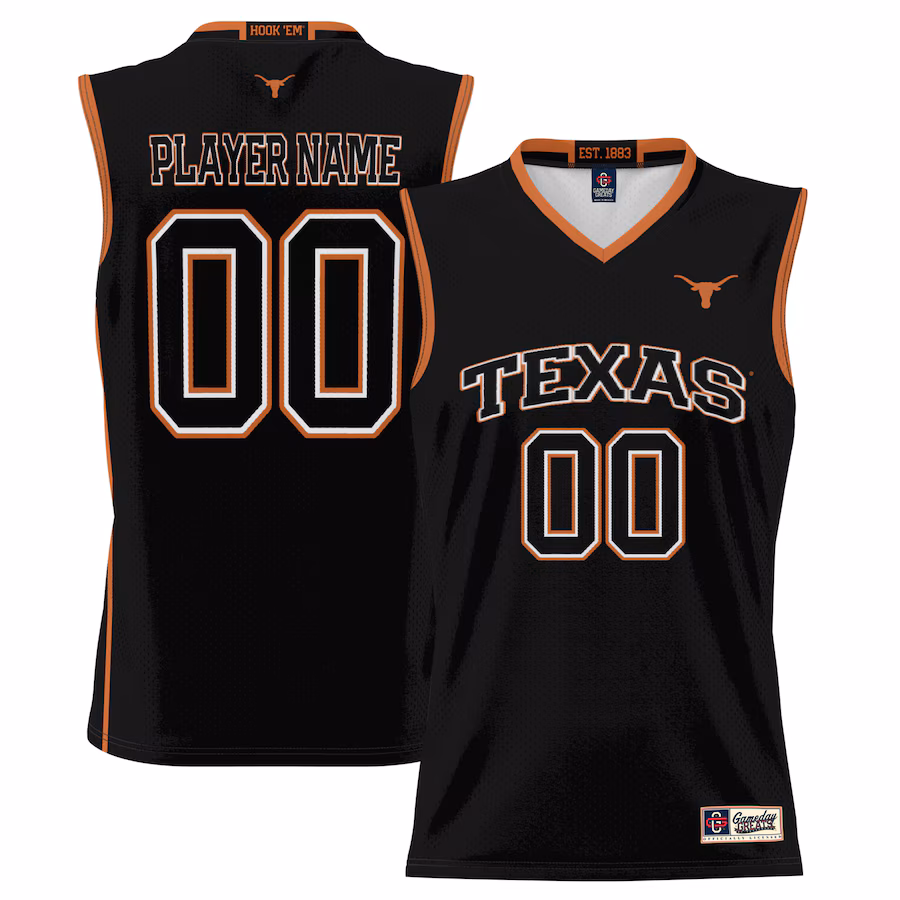 Texas Longhorns GameDay Greats Youth NIL Pick-A-Player Lightweight Basketball Fashion Jersey - Black - Puhuasuan