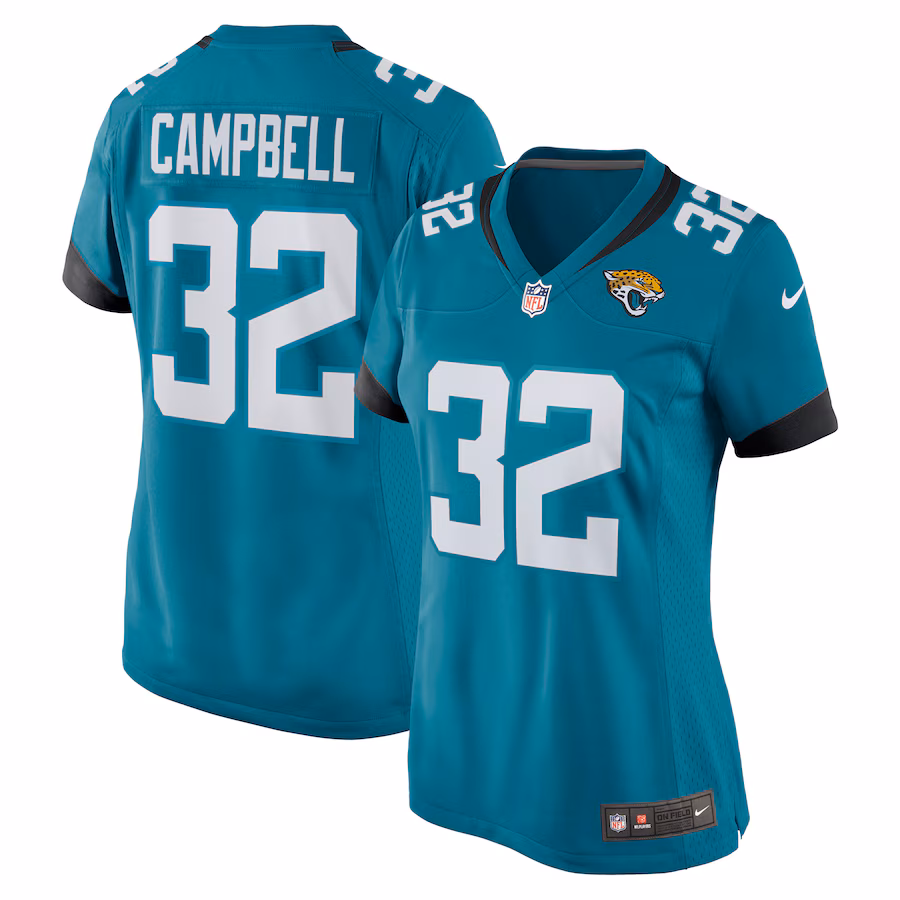 Women's Jacksonville Jaguars Tyson Campbell Nike Teal Nike Game Jersey - Puhuasuan