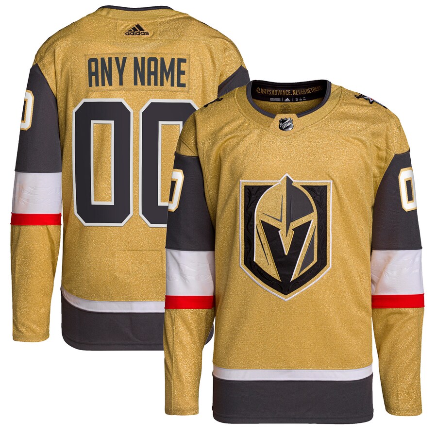 Men's Vegas Golden Knights adidas Gold Home Authentic Primegreen Custom Jersey - Puhuasuan