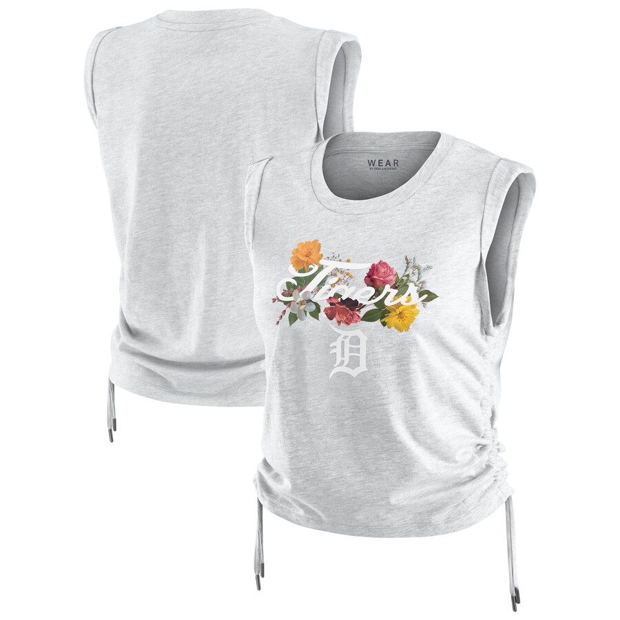 Women's Detroit Tigers WEAR by Erin Andrews Heather Gray Cinched Tank Top - Puhuasuan