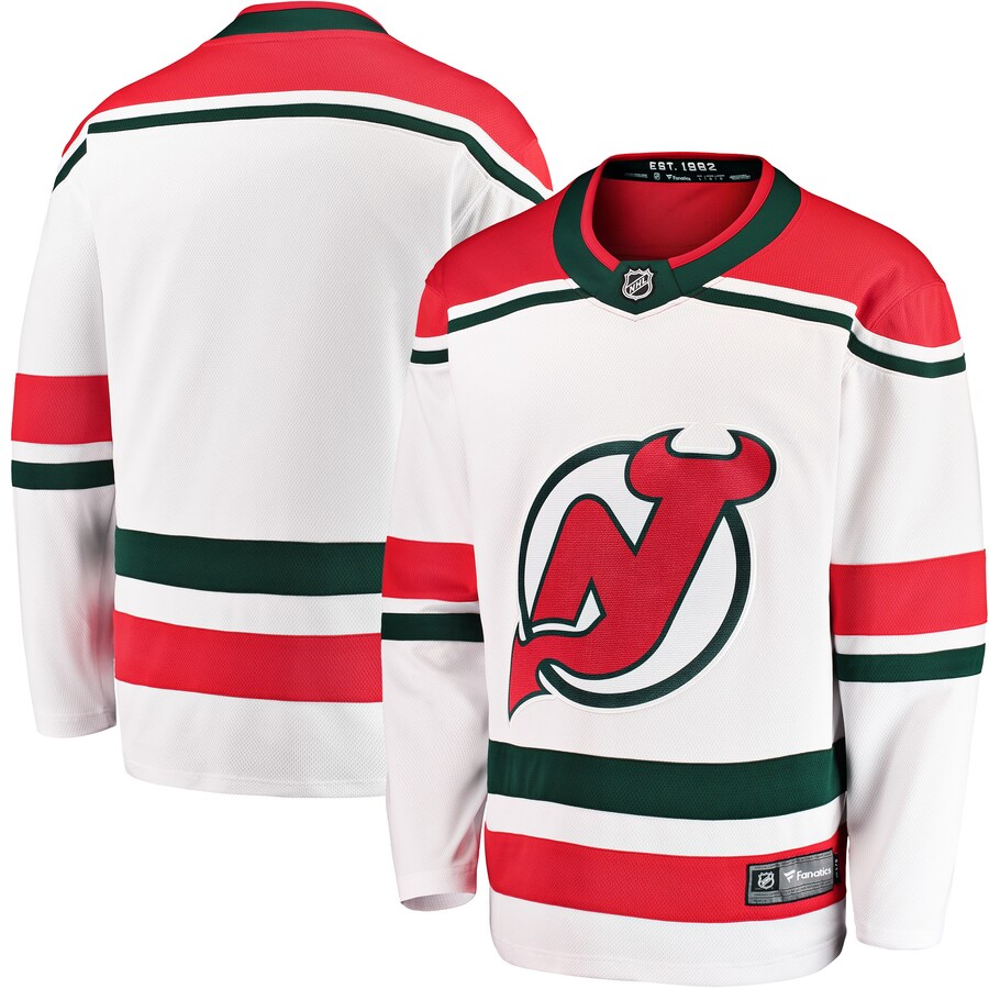Men's New Jersey Devils Fanatics Branded White 2022/23 Heritage Premier Breakaway Jersey - Puhuasuan