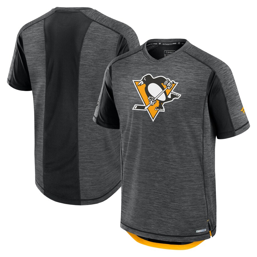 Men's Pittsburgh Penguins Fanatics Black Authentic Pro Rink Tech T-Shirt - Puhuasuan