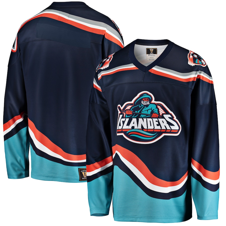 Men's New York Islanders Fanatics Branded Navy Premier Breakaway Heritage Blank Jersey - Puhuasuan