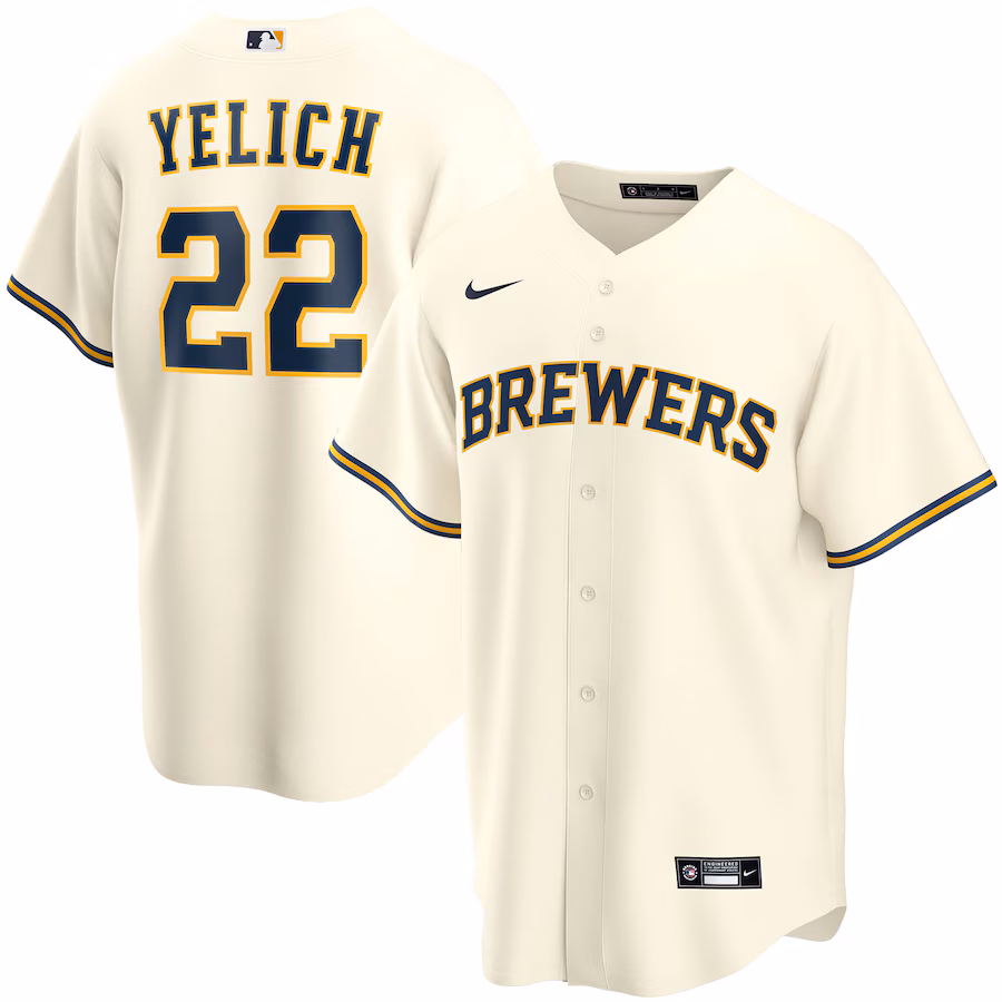 Youth Milwaukee Brewers Christian Yelich Nike Cream Home Replica Player Jersey - Puhuasuan