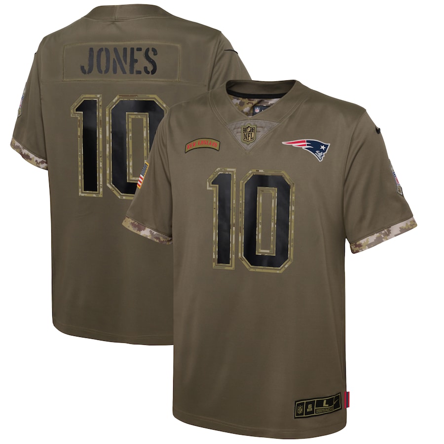 Youth New England Patriots Mac Jones Nike Olive Salute To Service Player Limited Jersey - Puhuasuan