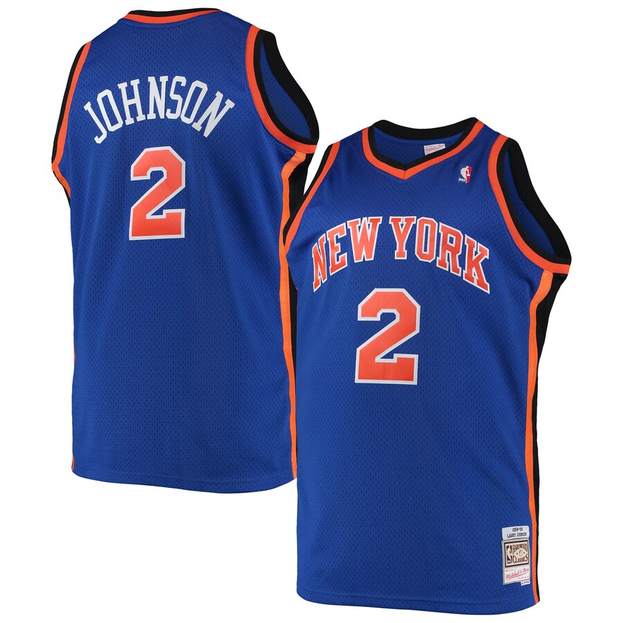 Men's New York Knicks Larry Johnson Mitchell & Ness Blue 1998/99 Big & Tall Hardwood Classics Swingman Jersey - Puhuasuan