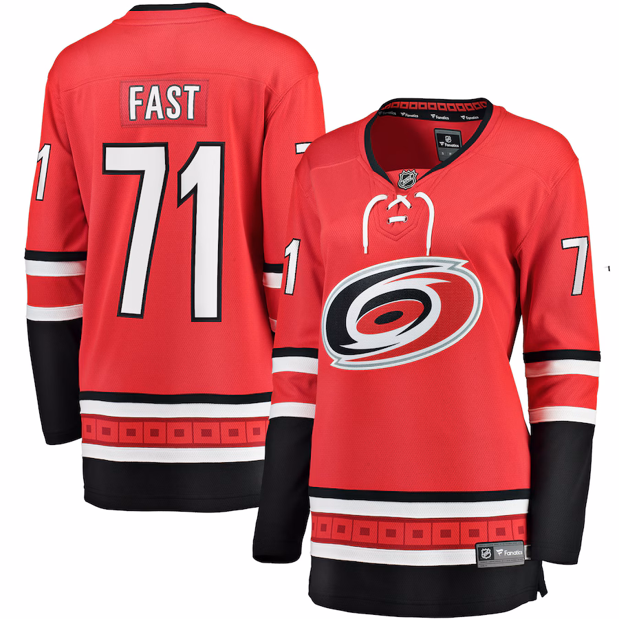 Women's Carolina Hurricanes Jesper Fast Fanatics Red Alternate Breakaway Jersey - Puhuasuan