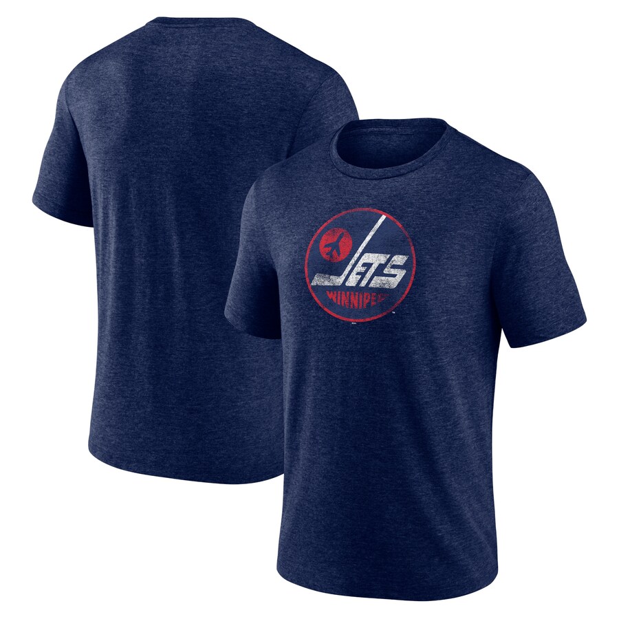 Men's Winnipeg Jets Navy Alternate Logo Tri-Blend T-Shirt - Puhuasuan