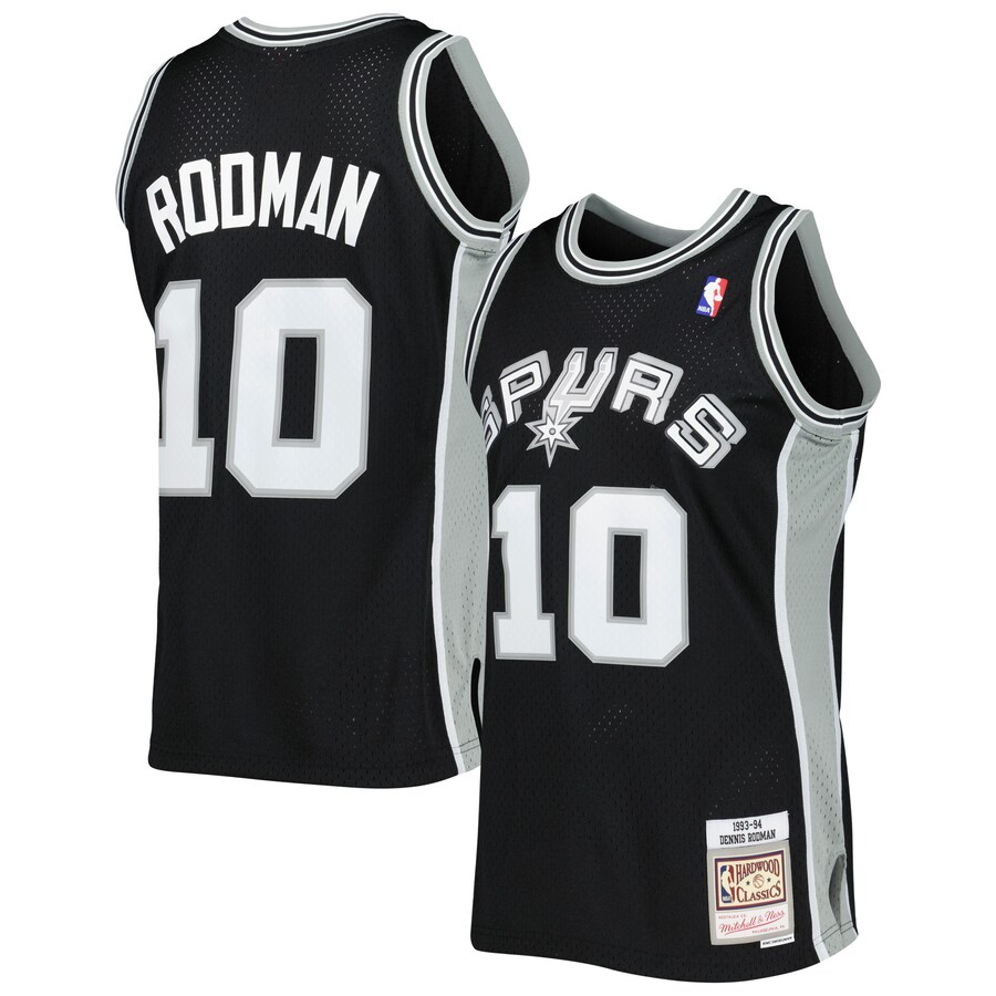 Men's San Antonio Spurs Dennis Rodman Mitchell & Ness Black 2001/02 Hardwood Classics Swingman Jersey - Puhuasuan