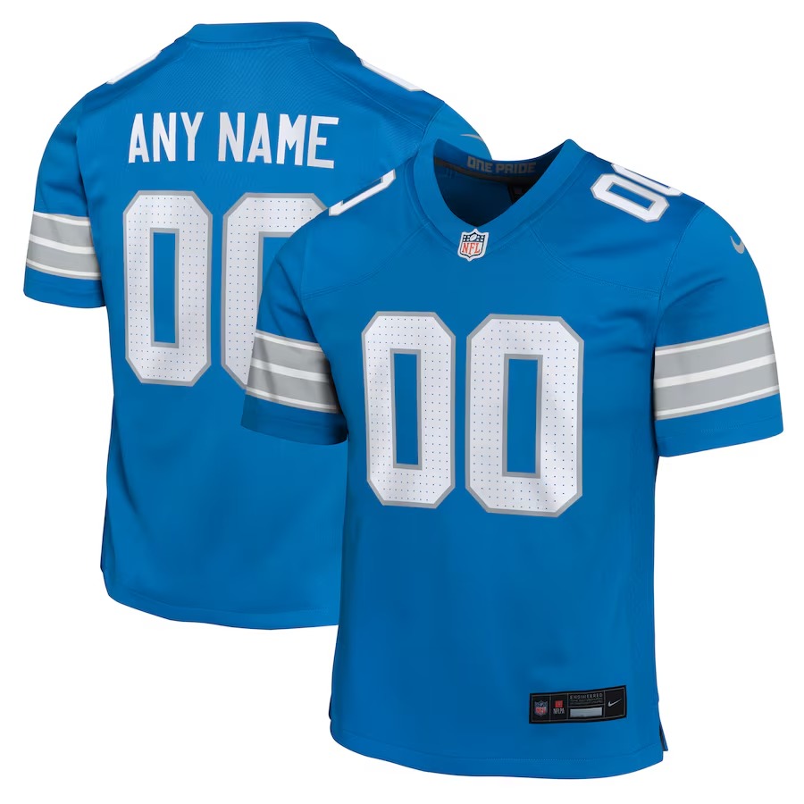 Youth Detroit Lions Nike Blue Custom Game Jersey - Puhuasuan