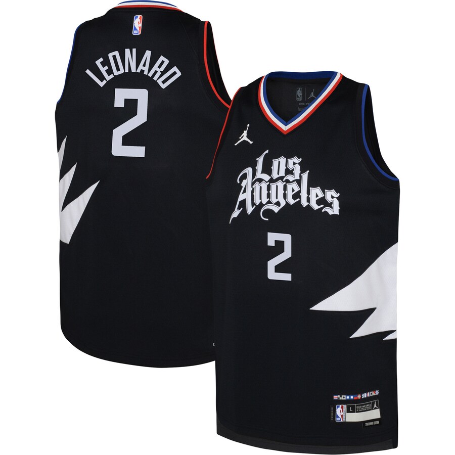 Youth LA Clippers Kawhi Leonard Jordan Brand Black Swingman Jersey - Statement Edition - Puhuasuan