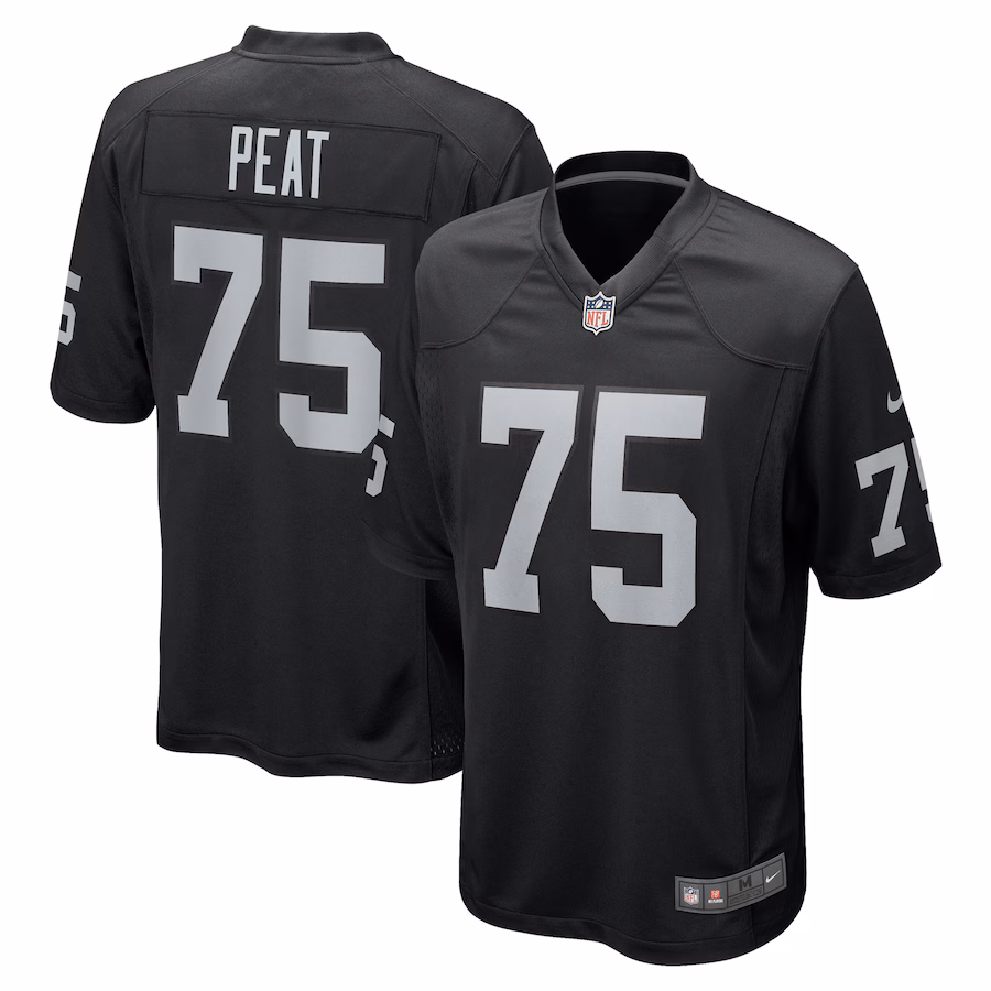 Men's Las Vegas Raiders Andrus Peat Nike Black Team Game Jersey - Puhuasuan