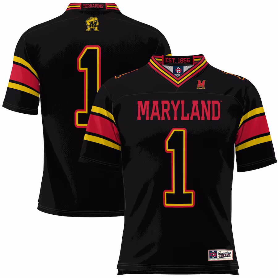 #1 Maryland Terrapins GameDay Greats Youth Football Jersey - Black - Puhuasuan