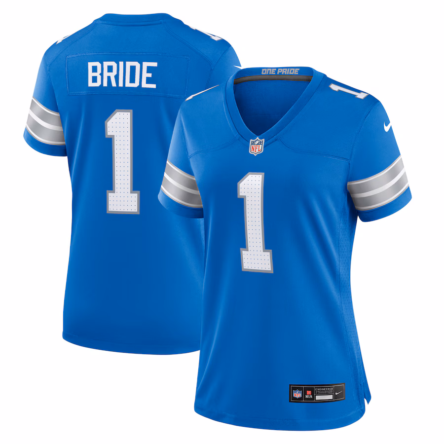 Women's Detroit Lions Number 1 Bride Nike Blue Game Jersey - Puhuasuan