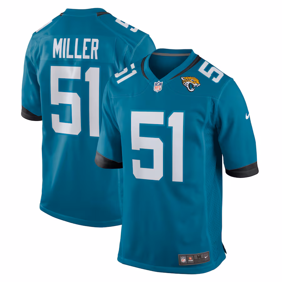 Men's Jacksonville Jaguars Ventrell Miller Nike  Teal  Game Jersey - Puhuasuan