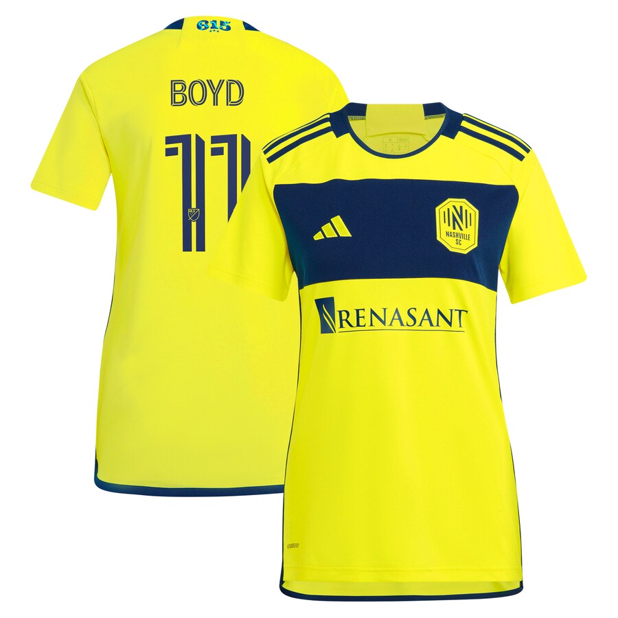Women's Nashville SC Tyler Boyd adidas Yellow 2024 The 615 Kit Replica Player Jersey - Puhuasuan