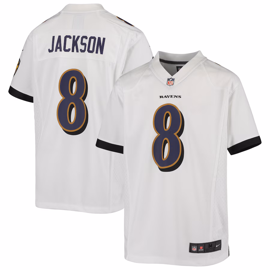 Youth Baltimore Ravens Lamar Jackson Nike White Game Jersey - Puhuasuan