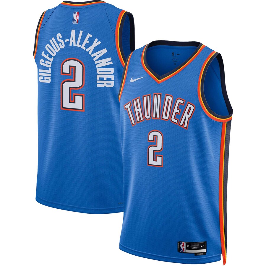 Unisex Oklahoma City Thunder Shai Gilgeous-Alexander Nike Blue Swingman Jersey - Icon Edition - Puhuasuan