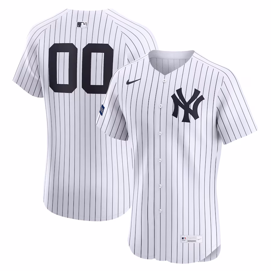 Men's New York Yankees Nike White Home Elite Sponsor Patch Pick-A-Player Retired Roster Jersey - Puhuasuan