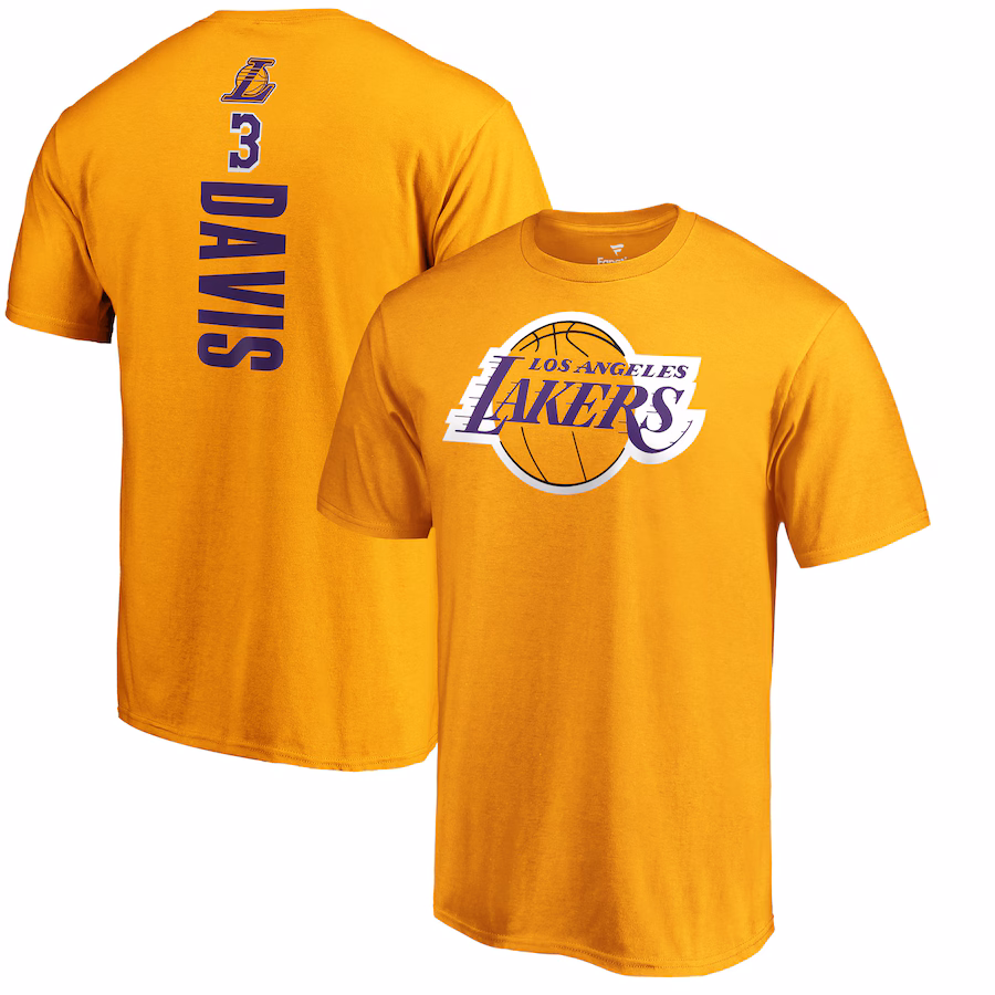 Men's Los Angeles Lakers Anthony Davis Fanatics Gold Playmaker Name & Number T-Shirt - Puhuasuan