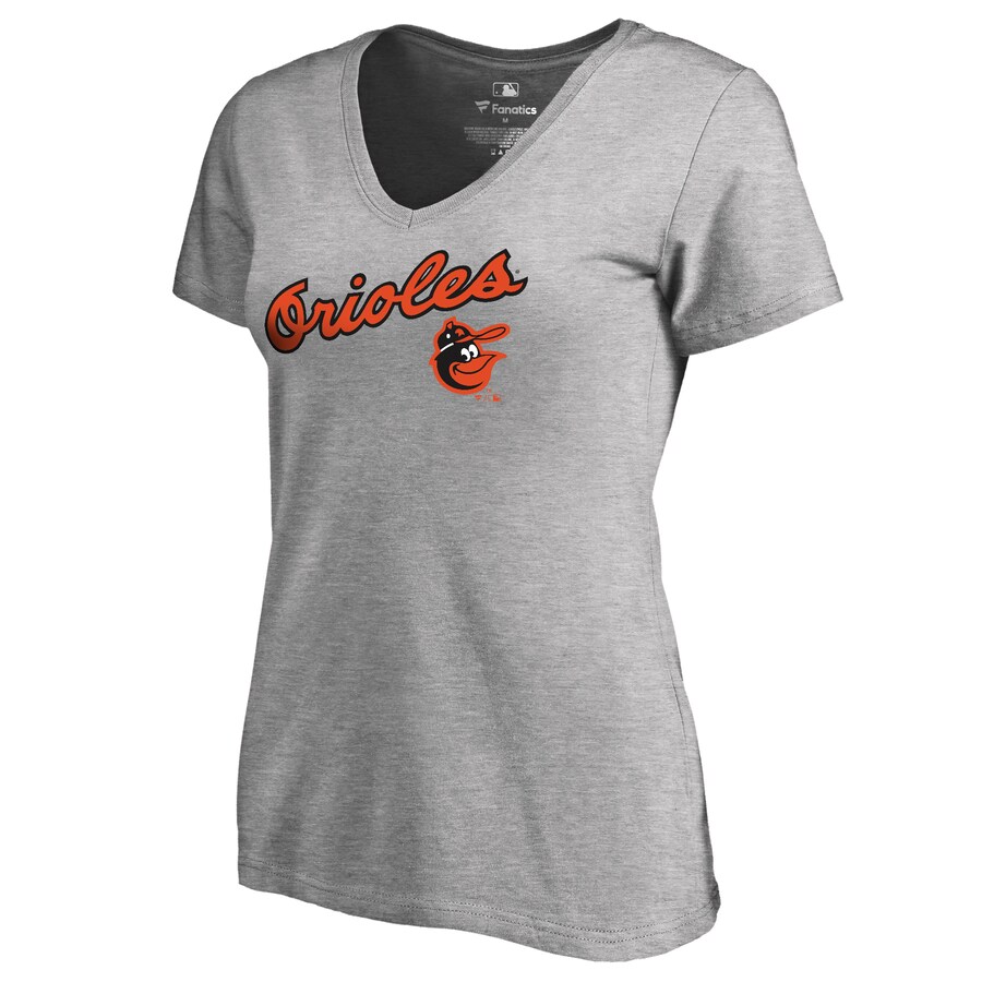 Women's Baltimore Orioles Ash Cooperstown Collection Wahconah V-Neck T-Shirt - Puhuasuan
