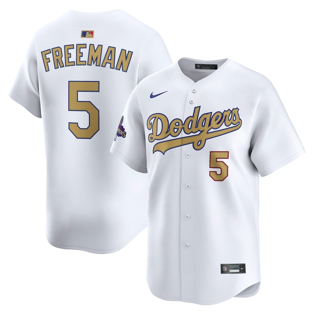 Men's Los Angeles Dodgers Freddie Freeman Nike White 2025 Gold Collection Limited Jersey - Puhuasuan