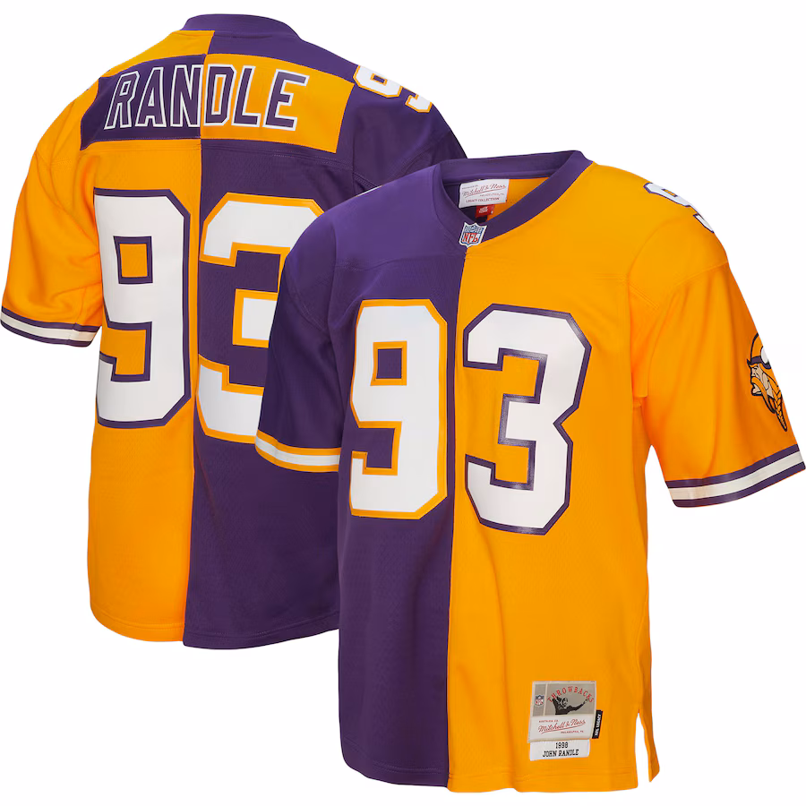 Men's Minnesota Vikings John Randle Mitchell & Ness Purple/Gold 1998 Split Legacy Replica Jersey - Puhuasuan