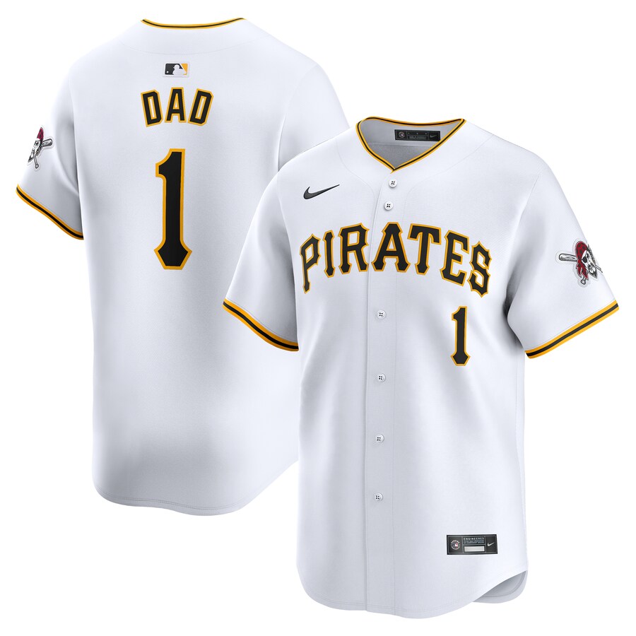 Men's Pittsburgh Pirates Nike White #1 Dad Home Limited Jersey - Puhuasuan