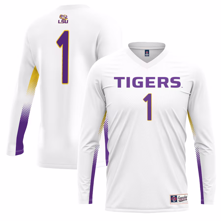 #1 LSU Tigers GameDay Greats Youth Lightweight Women's Volleyball Jersey - White - Puhuasuan