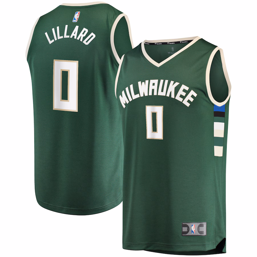 Youth Milwaukee Bucks Damian Lillard Fanatics Hunter Green Fast Break Player Jersey - Icon Edition - Puhuasuan