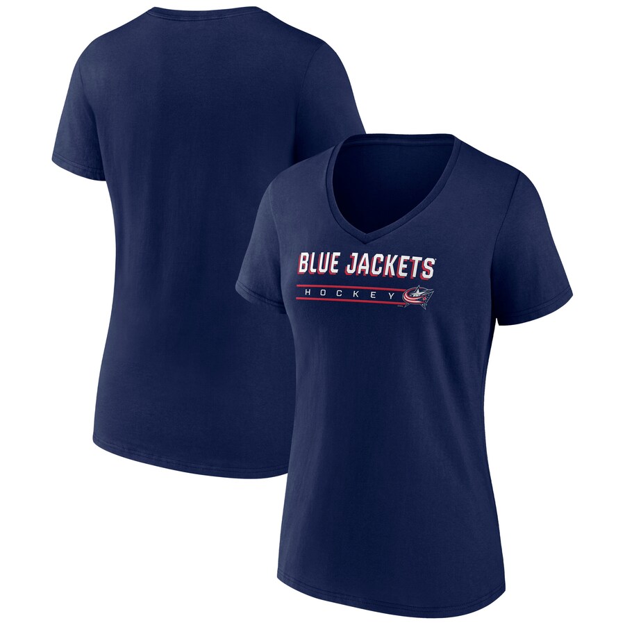 Women's Columbus Blue Jackets Fanatics Navy V-Neck T-Shirt - Puhuasuan