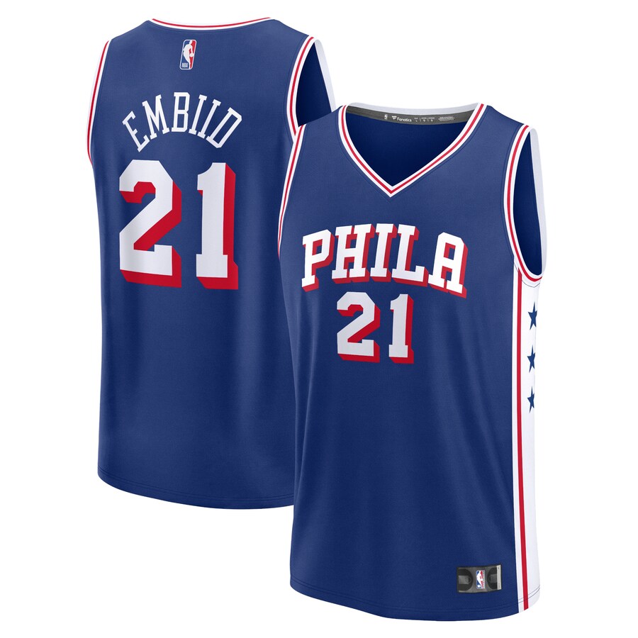 Men's Philadelphia 76ers Joel Embiid Fanatics Royal Fast Break Replica Jersey - Icon Edition - Puhuasuan
