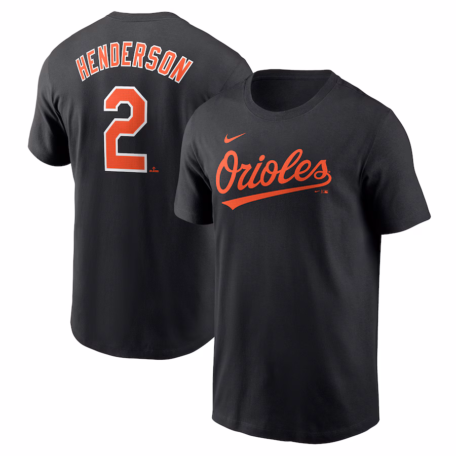 Men's Baltimore Orioles Gunnar Henderson Nike Black Fuse Name & Number T-Shirt - Puhuasuan