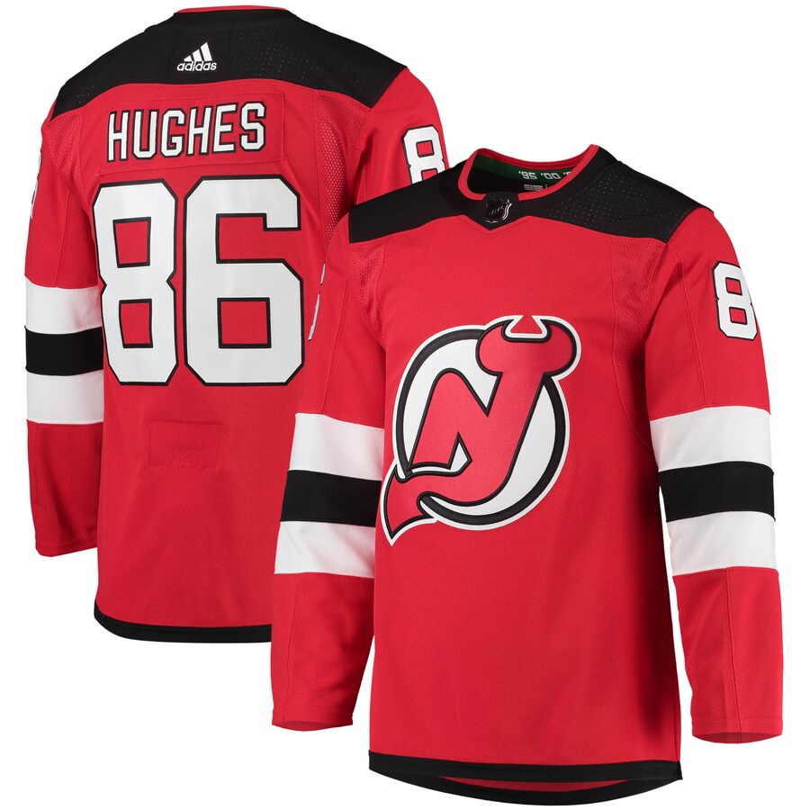 Men's New Jersey Devils Jack Hughes adidas Red Home Primegreen Authentic Pro Player Jersey - Puhuasuan