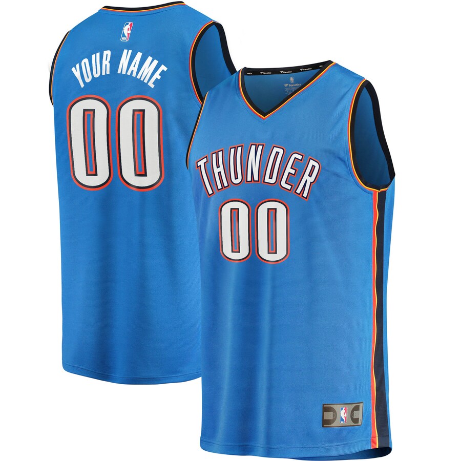 Men's Oklahoma City Thunder Fanatics Blue Fast Break Custom Replica Jersey - Icon Edition - Puhuasuan