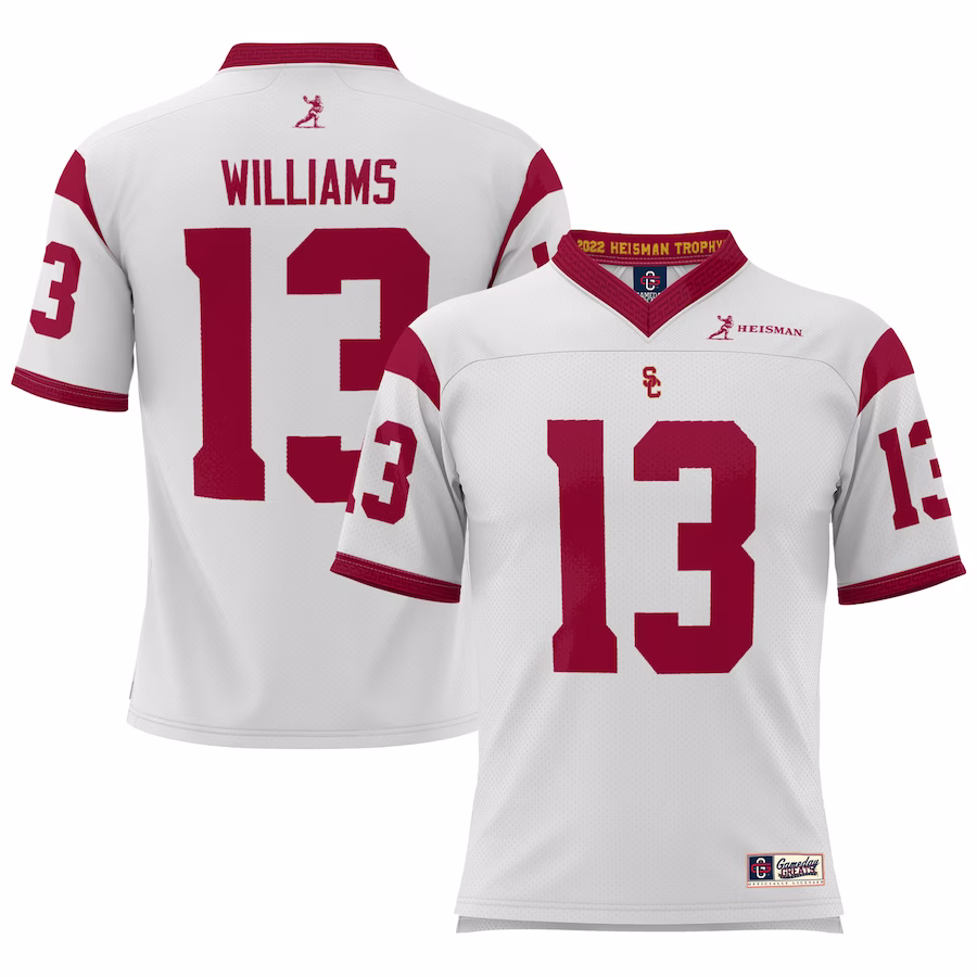 Caleb Williams USC Trojans GameDay Greats Lightweight Heisman Memorial Jersey - White - Puhuasuan