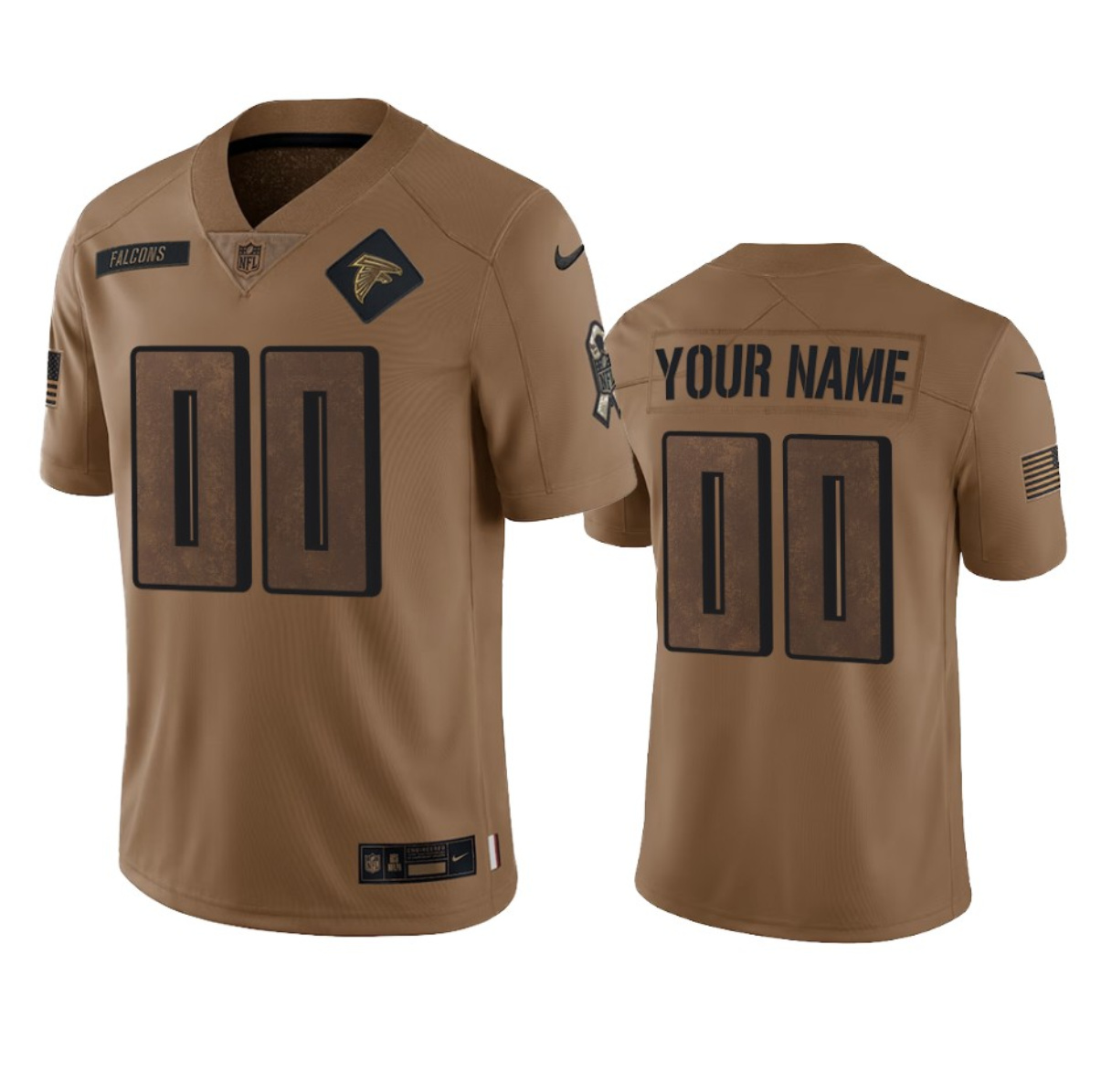 Men's Atlanta Falcons Active Player Custom 2023 Brown Salute To Setvice Limited Football Stitched Jersey - Puhuasuan