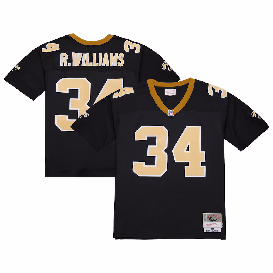 Men's New Orleans Saints Ricky Williams Mitchell & Ness Black 1999 Legacy Replica Jersey - Puhuasuan