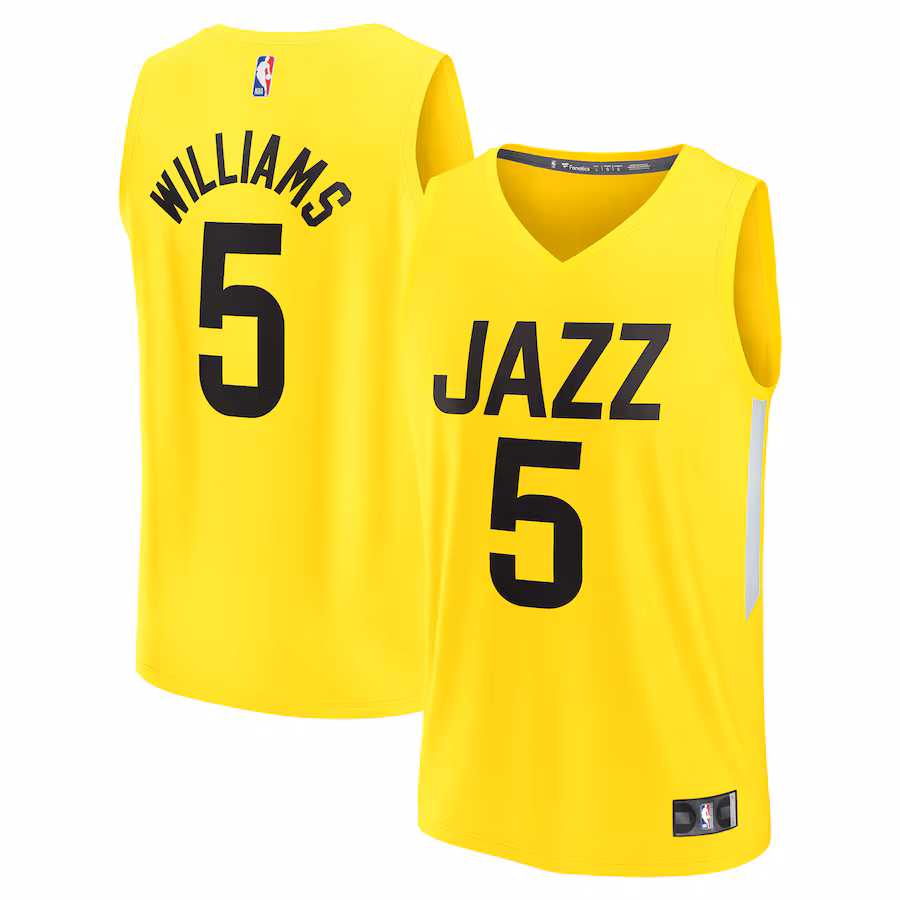 Men's Utah Jazz Cody Williams Fanatics Yellow 2024 NBA Draft Fast Break Player Jersey - Icon Edition - Puhuasuan