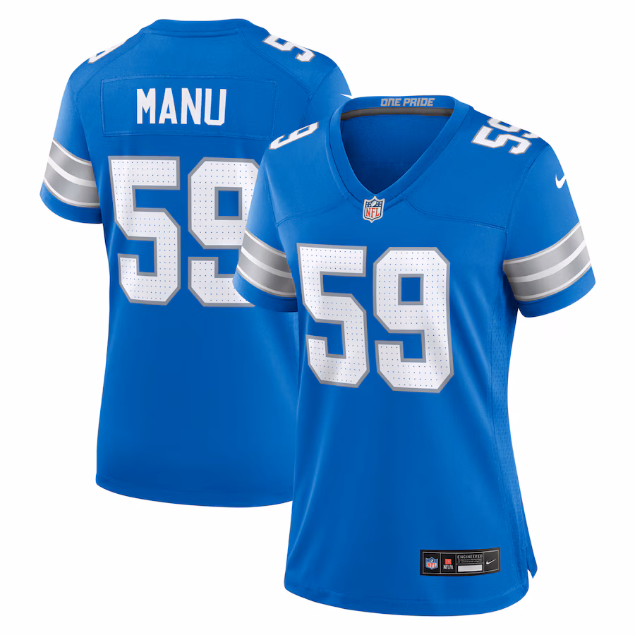 Women's Detroit Lions Giovanni Manu Nike  Blue Team Game Jersey - Puhuasuan