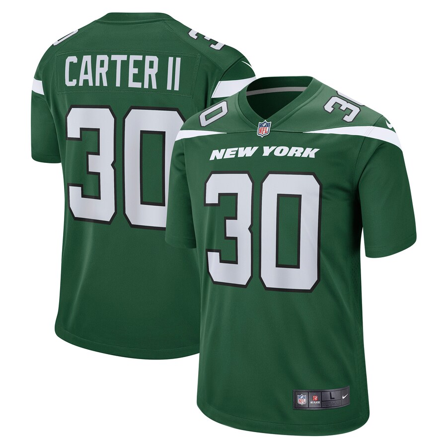 Men's New York Jets Michael Carter II Nike Gotham Green Game Jersey - Puhuasuan