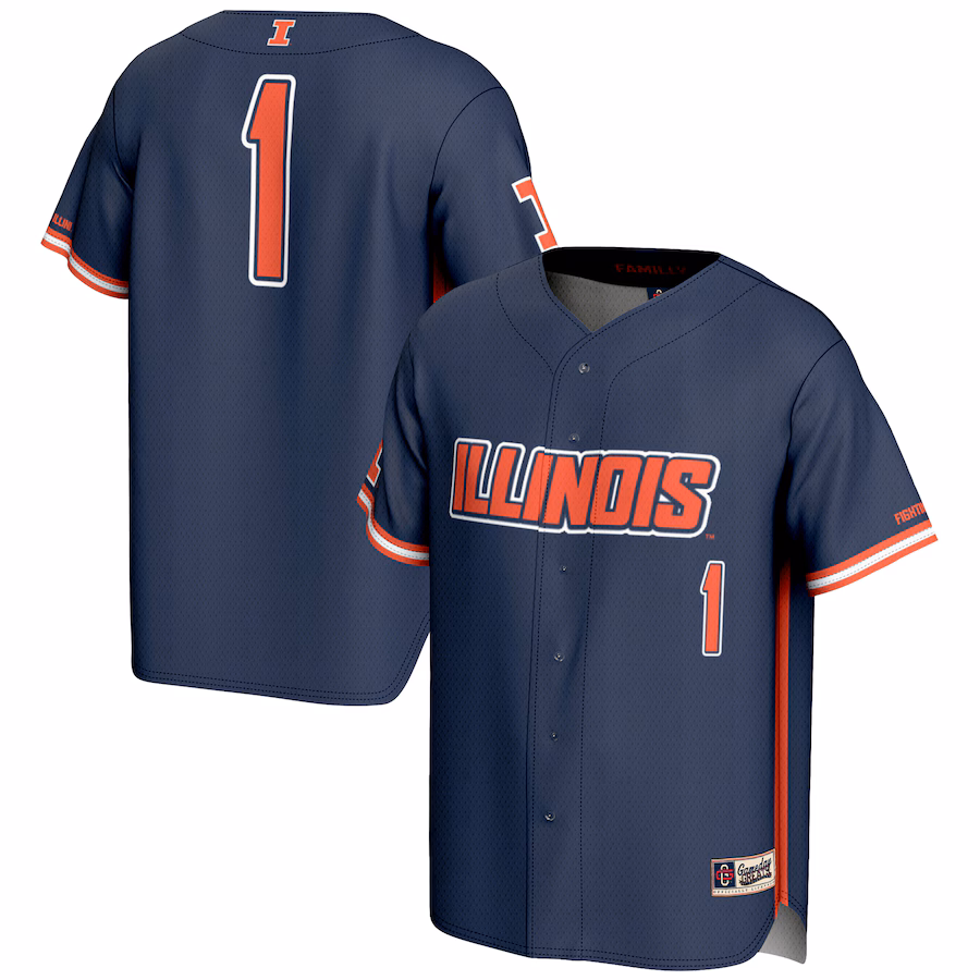 Youth GameDay Greats #1 Navy Illinois Fighting Illini Lightweight Baseball Jersey - Puhuasuan