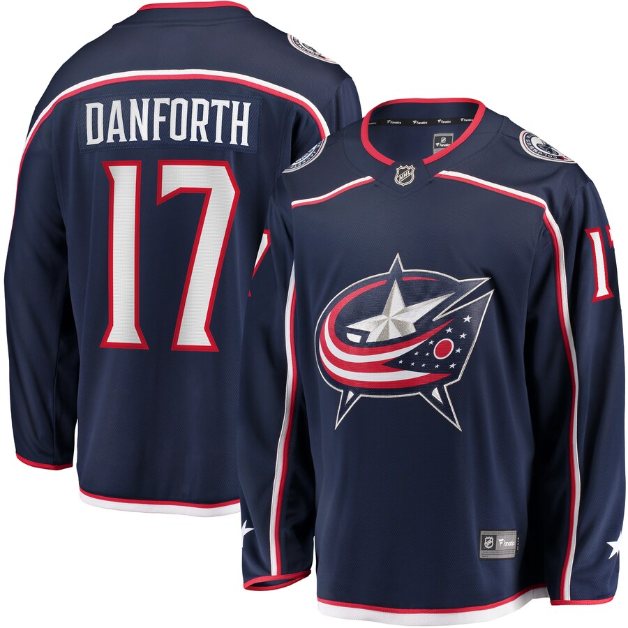 Men's Columbus Blue Jackets Justin Danforth Fanatics Branded Navy Home Breakaway Player Jersey - Puhuasuan