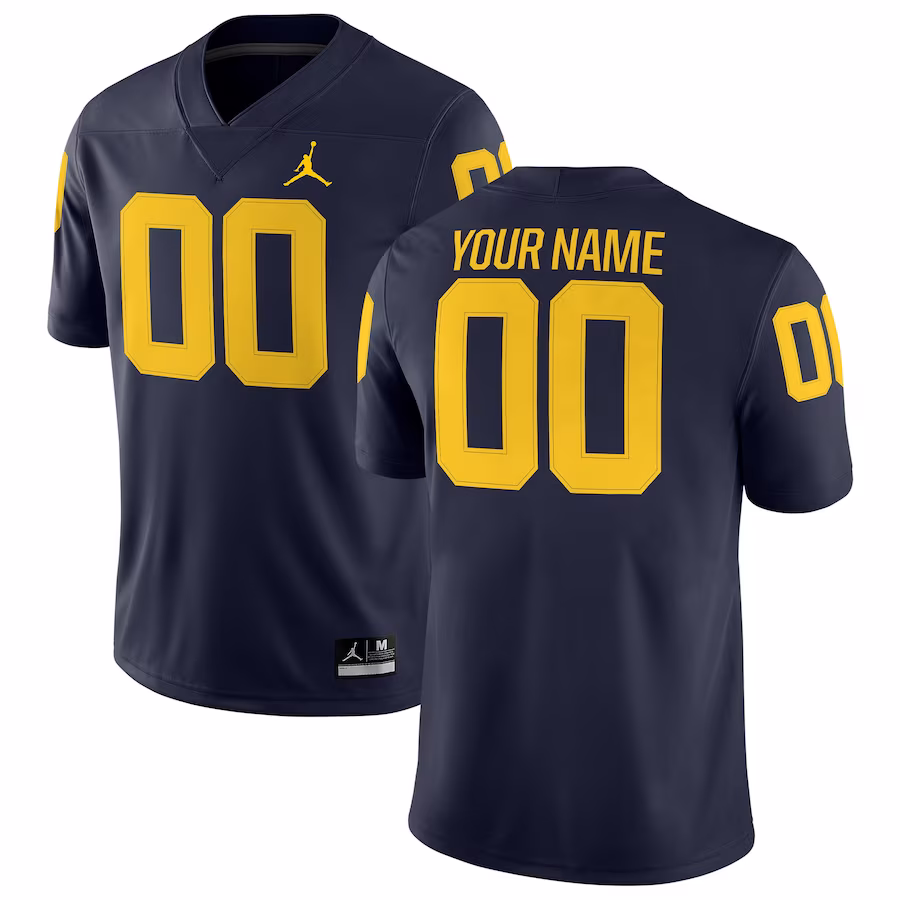 Michigan Wolverines Jordan Brand Football Custom Game Jersey - Navy - Puhuasuan
