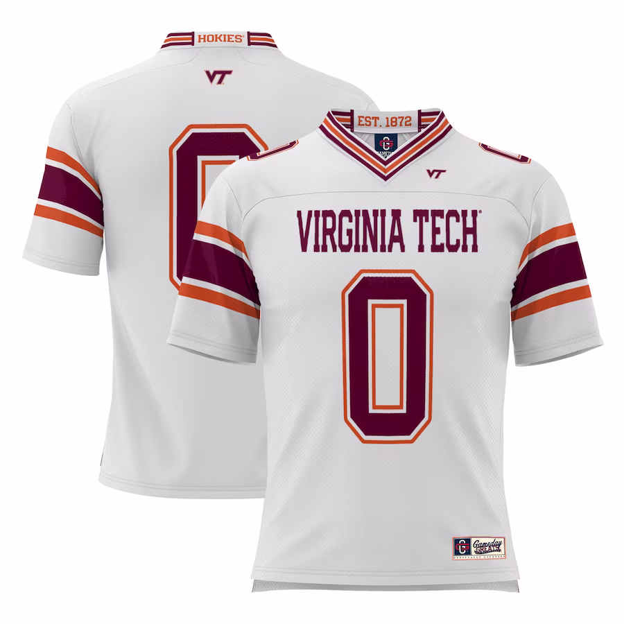 #0 Virginia Tech Hokies GameDay Greats Football Jersey - White - Puhuasuan