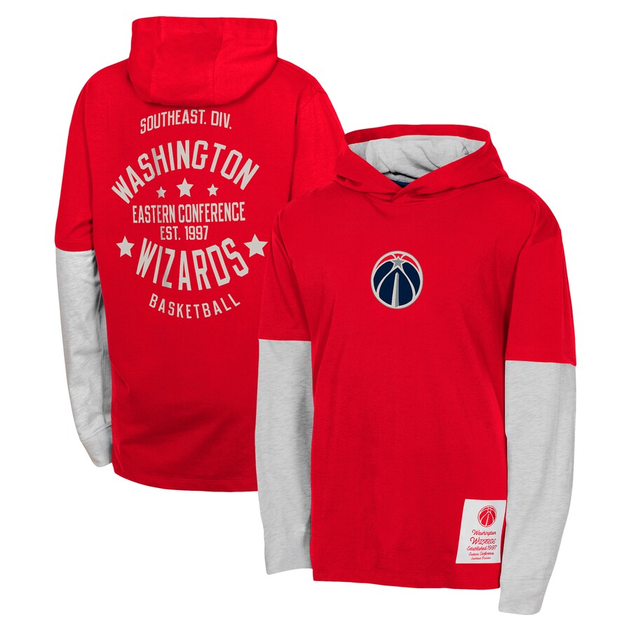 Youth Washington Wizards Red Small Ball Long Sleeve Hoodie T-Shirt - Puhuasuan