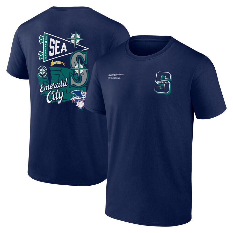 Men's Seattle Mariners Fanatics Navy Split Zone T-Shirt - Puhuasuan