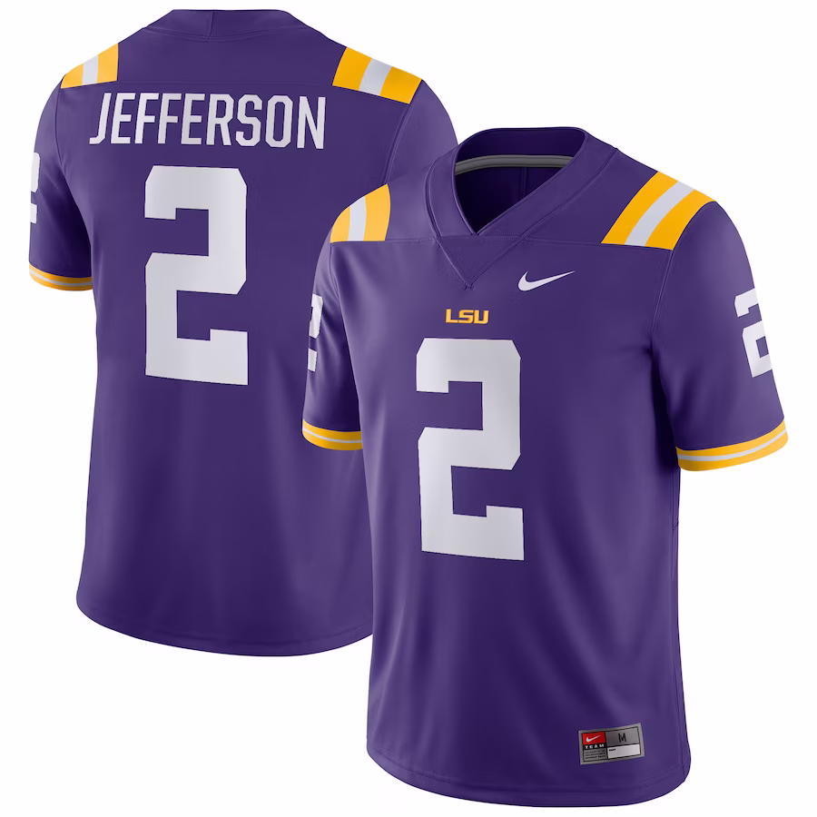 Justin Jefferson LSU Tigers Nike Player Game Jersey - Purple - Puhuasuan