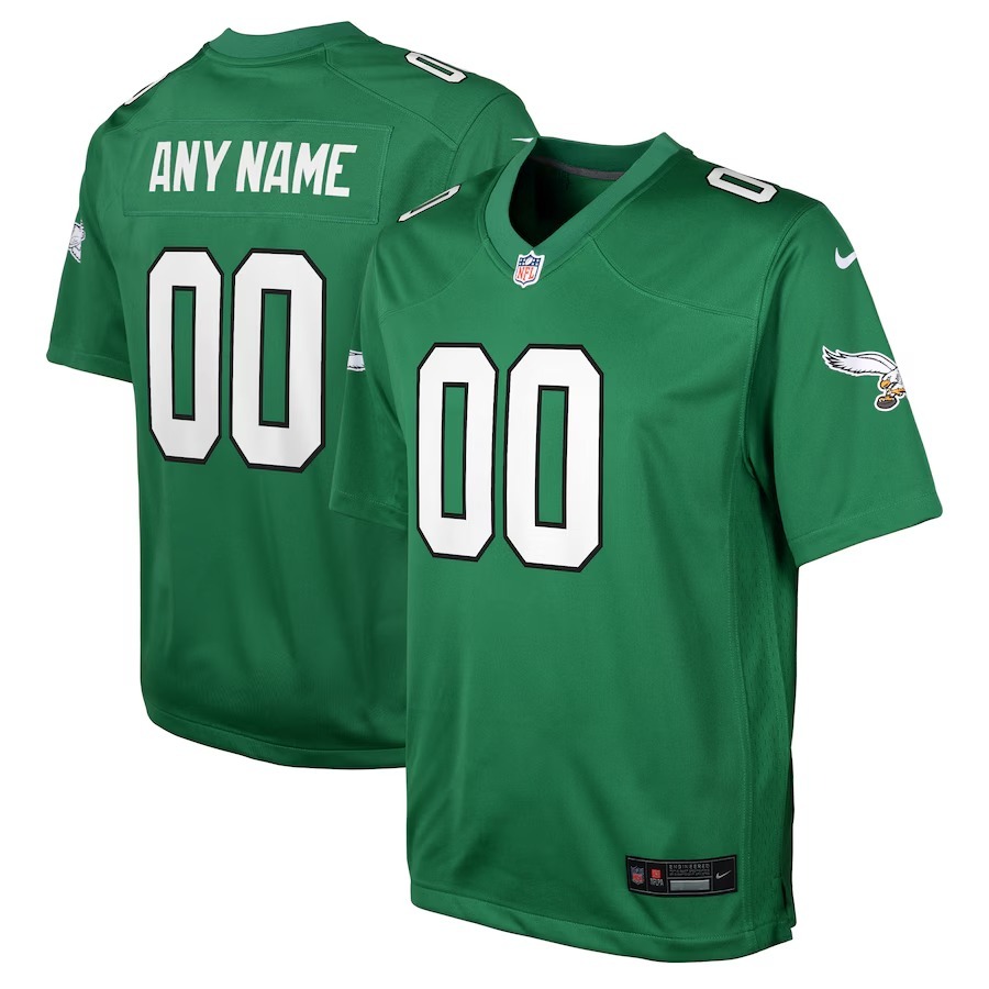 Youth Philadelphia Eagles Nike Kelly Green Alternate Custom Game Jersey - Puhuasuan