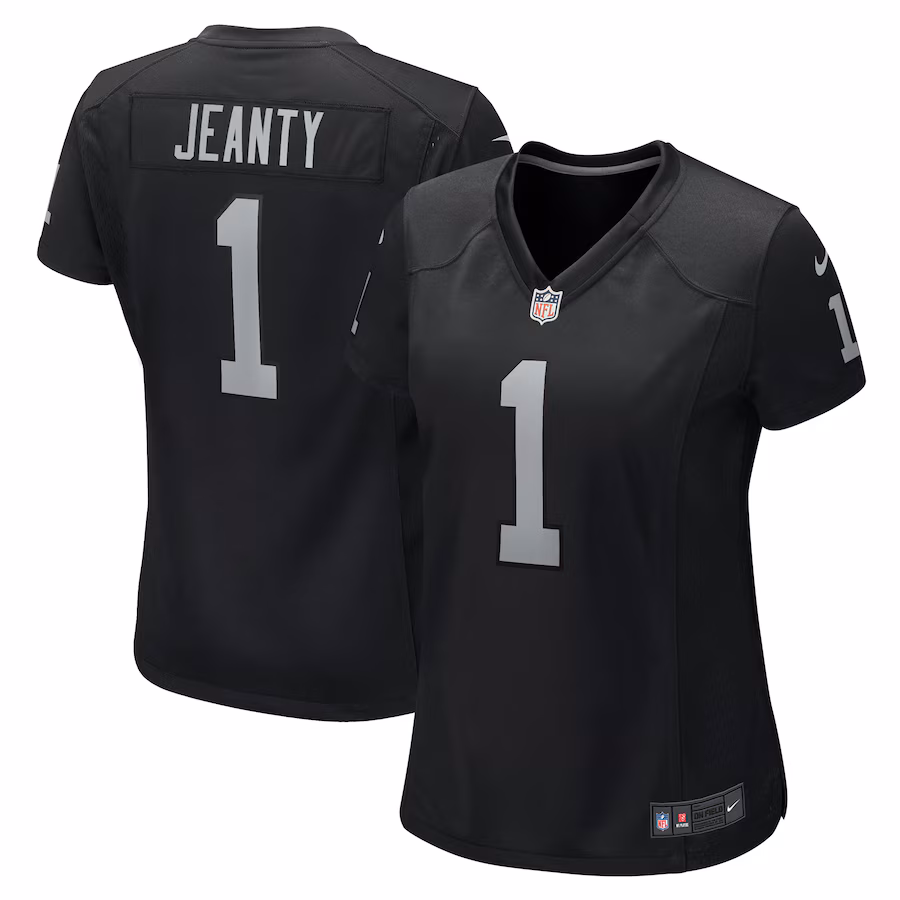 Women's Las Vegas Raiders Ashton Jeanty Nike Black 2025 NFL Draft First Round Pick Team Game Jersey - Puhuasuan